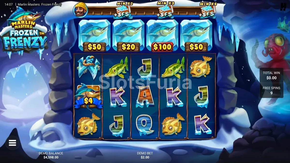 Ronda de giros gratis de Marlin Masters Frozen Frenzy con marlines congelados