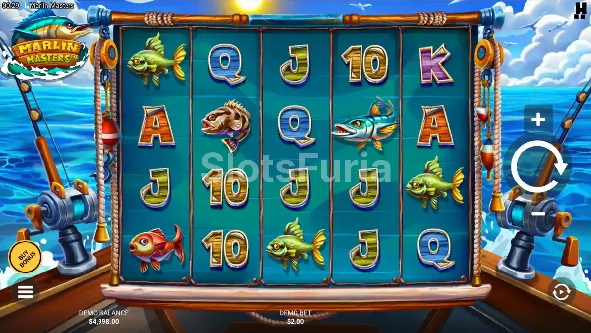 Pantalla principal del juego Marlin Masters en acción
