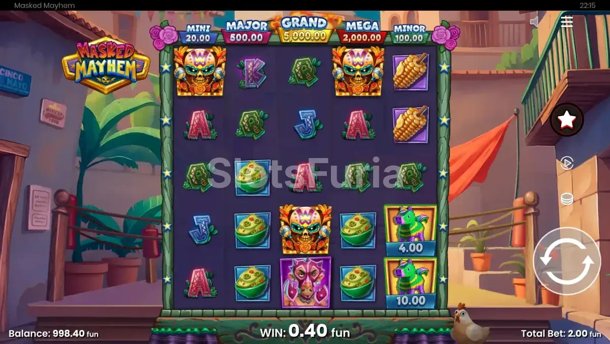 Pantalla principal del juego Masked Mayhem de Push Gaming