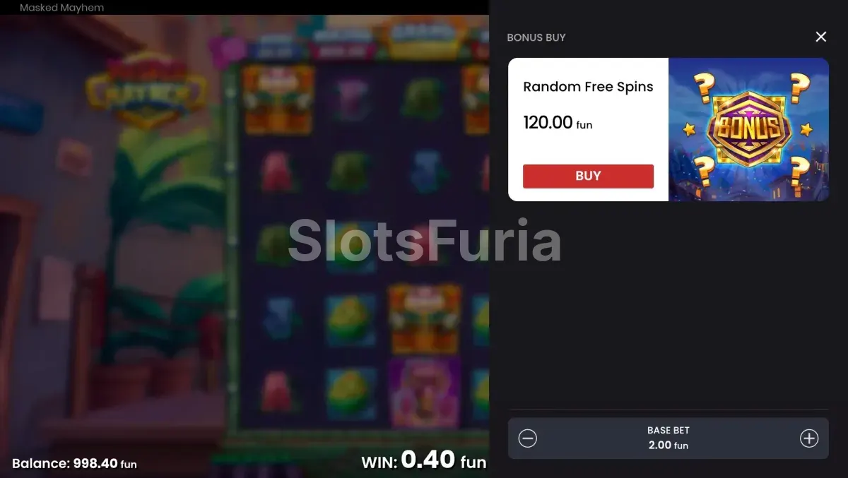Opción de compra de bonus en Masked Mayhem