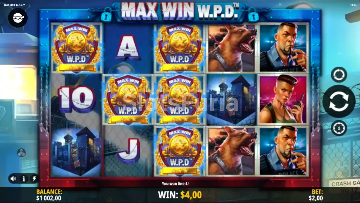 Pantalla principal del juego Max Win W.P.D de iSoftBet