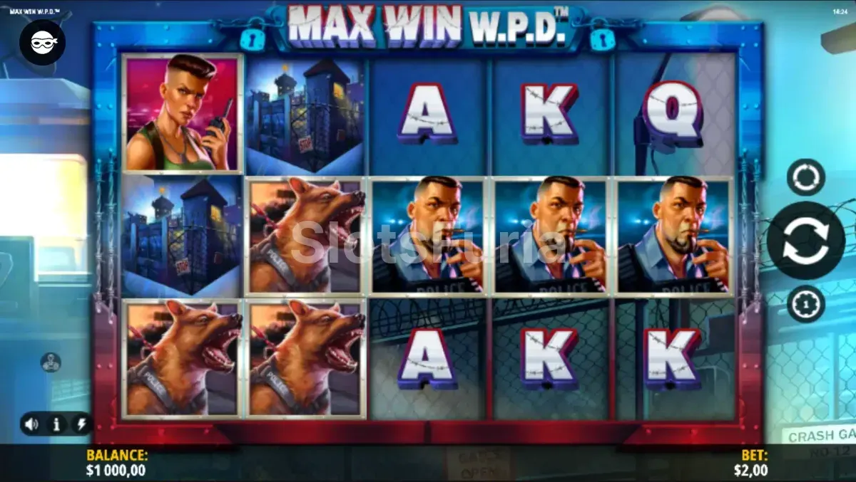 Segunda vista del juego base de Max Win W.P.D con carretes activos