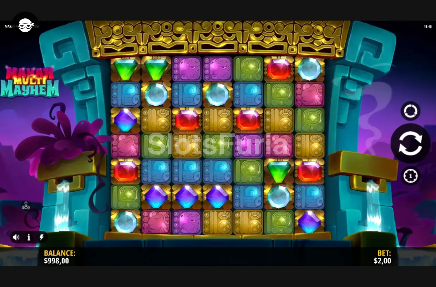 Pantalla principal de Mayan Multi Mayhem con sus 5 rodillos