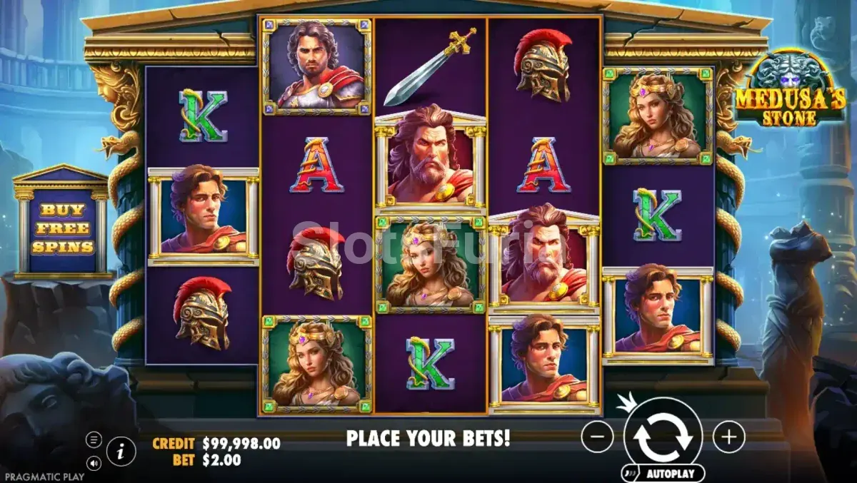 Pantalla principal del juego base en Medusa's Stone