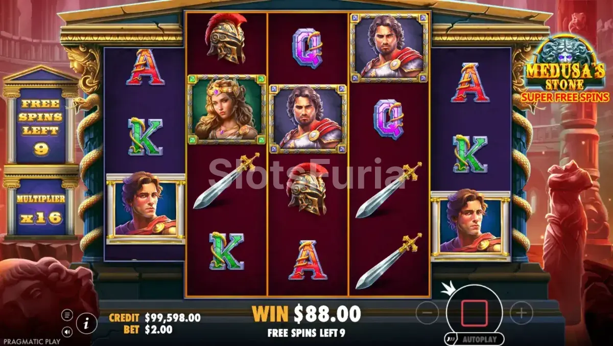 Ronda de giros gratis activada en Medusa's Stone