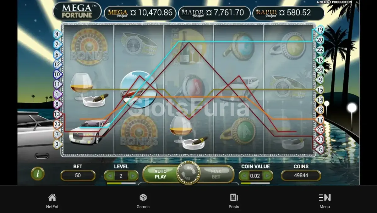 Segunda vista del juego base de Mega Fortune Dreams con el modo bonus activado
