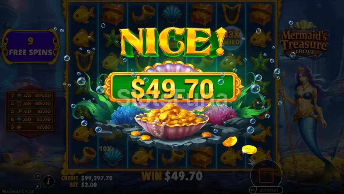Gran victoria registrada durante una sesión de Mermaid's Treasure Trove