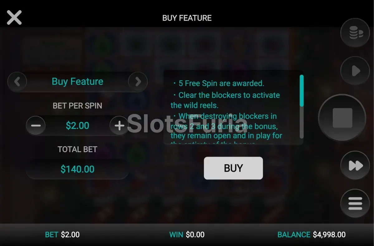 Pantalla de compra de bono en Merry Multipliers Dream Drop