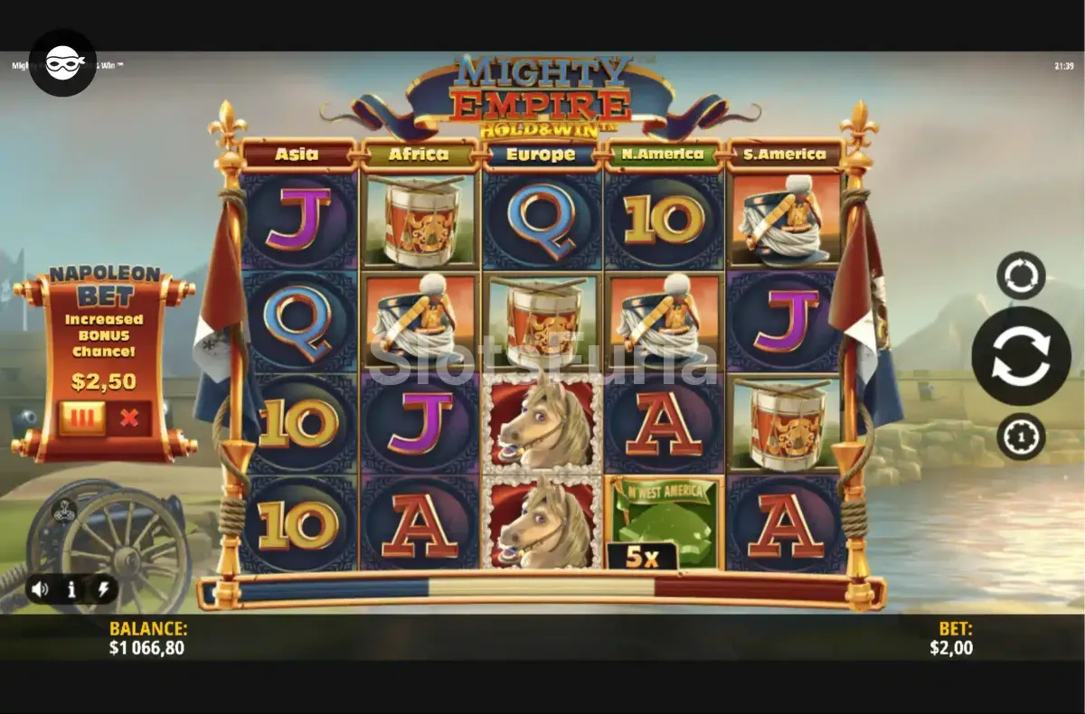 Segunda vista del juego base de Mighty Empire Hold & Win en acción