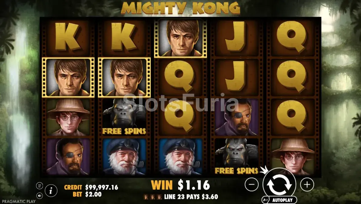 Segunda vista del juego base de Mighty Kong con combinaciones activas
