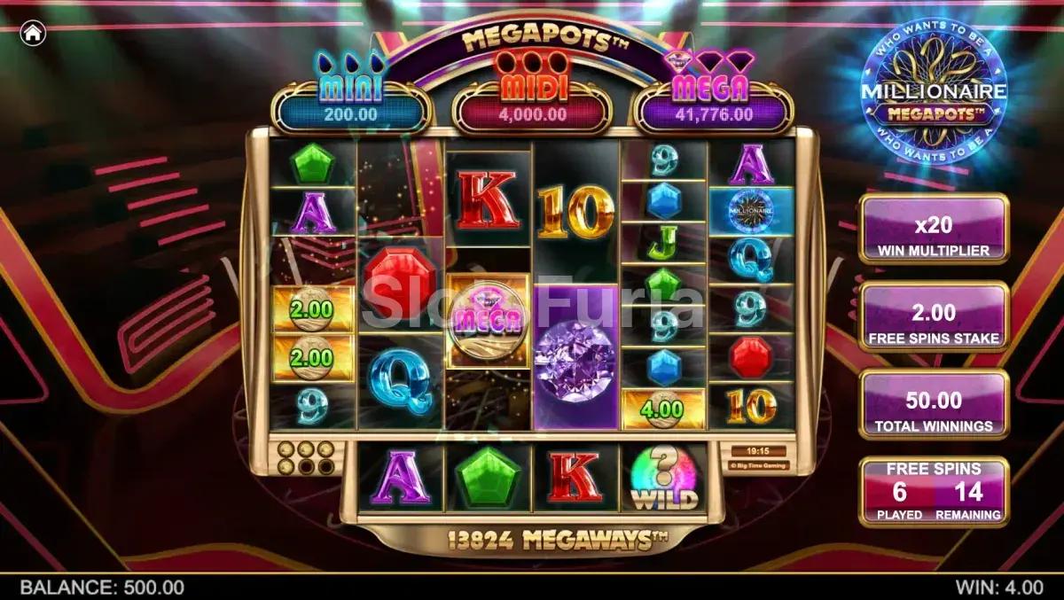 Ronda de giros gratuitos activada en Millionaire Megapots