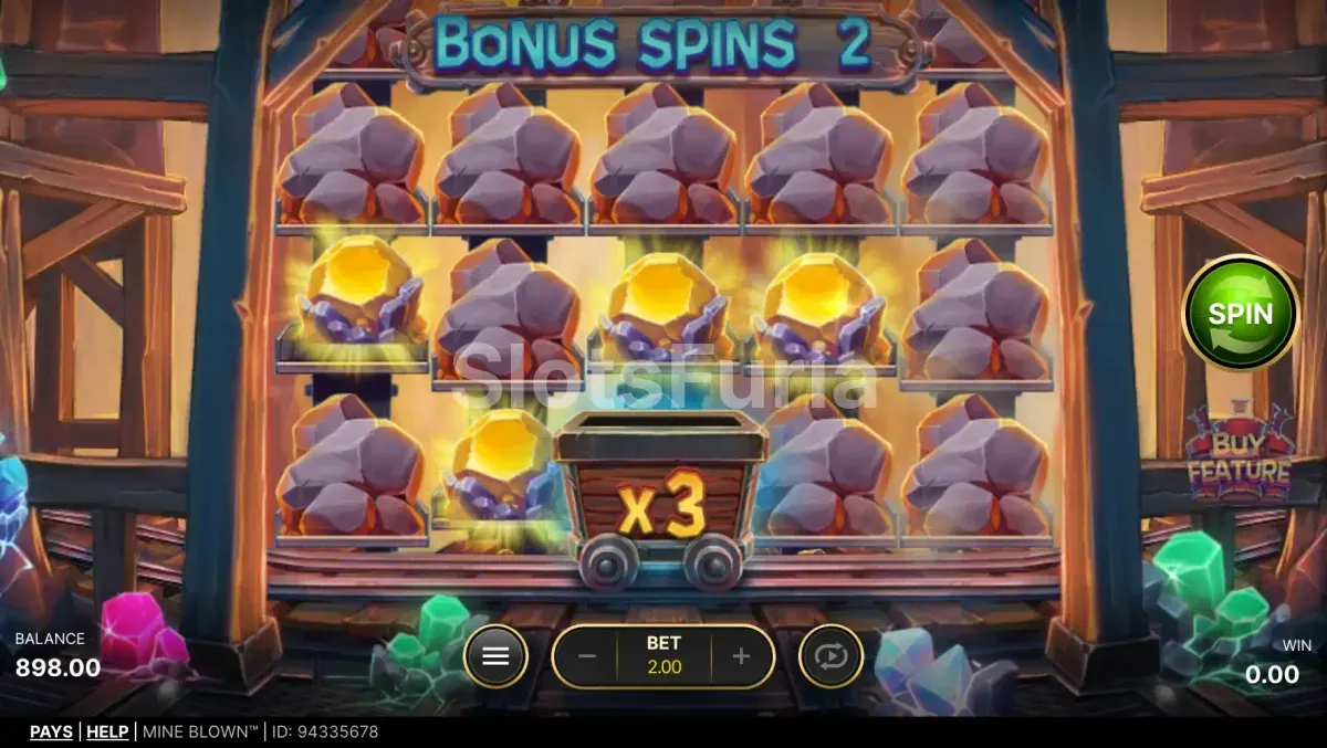 Ronda de tiradas gratuitas de Mine Blown con Wilds pegajosos