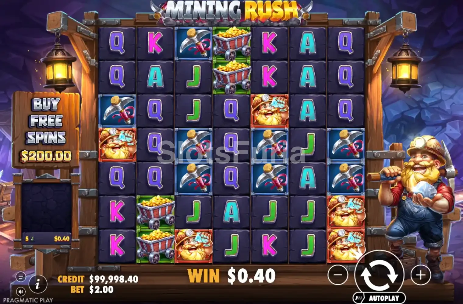 Juego base de Mining Rush con la grilla de 7x7