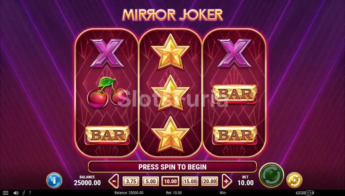 Pantalla principal del juego Mirror Joker con la cuadrícula 3x3