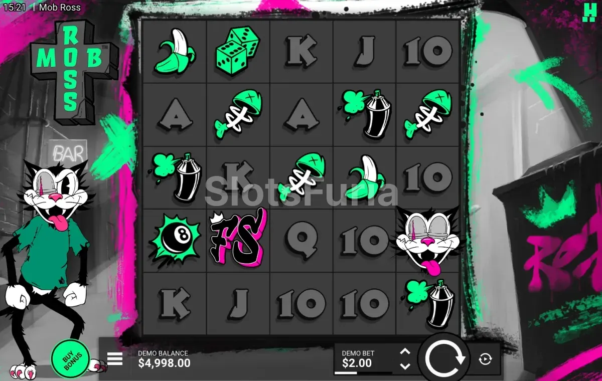 Juego base de Mob Ross con los 5 rodillos y las 5 líneas de pago