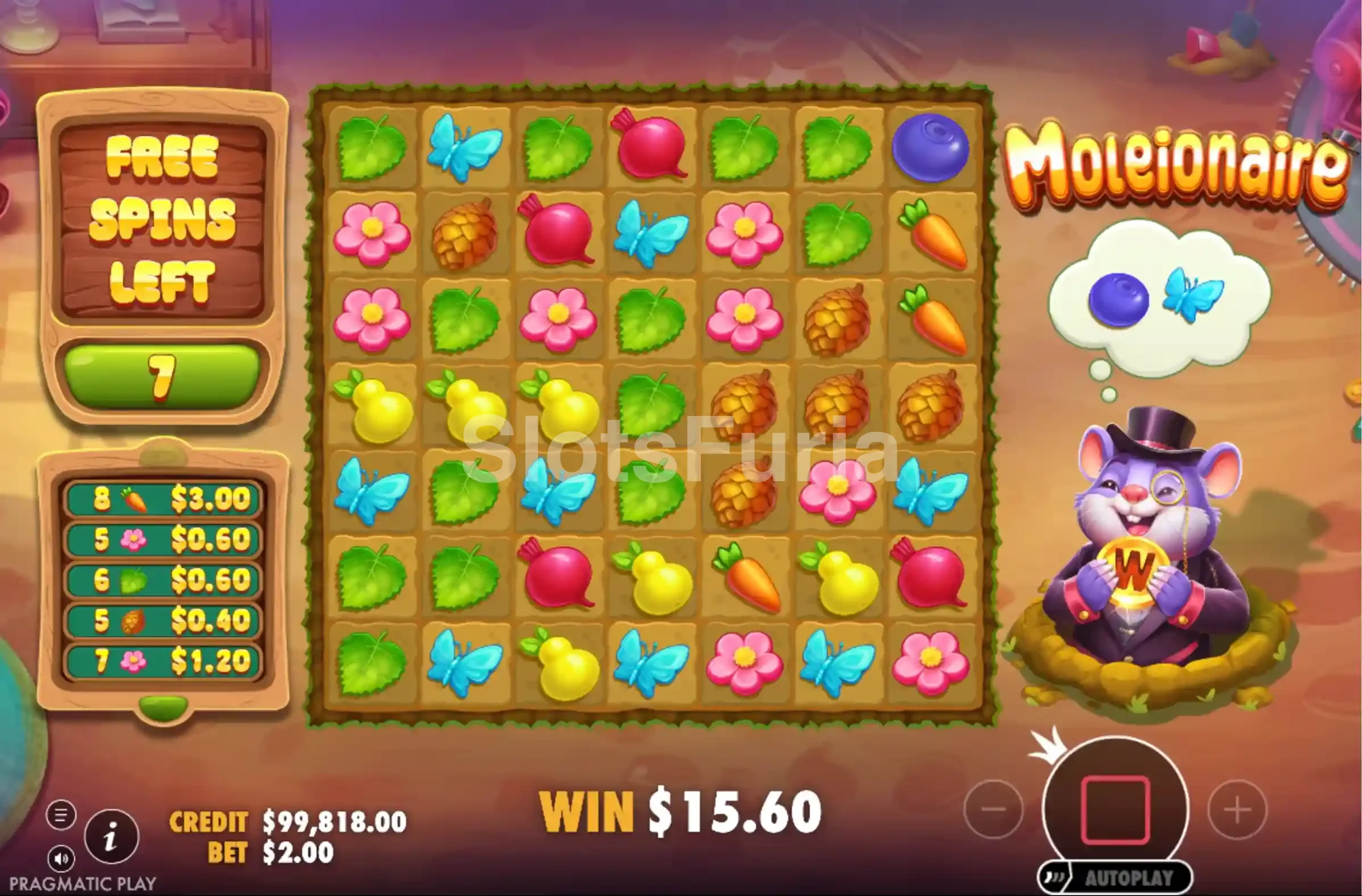 Ronda de giros gratis activa en Moleionaire