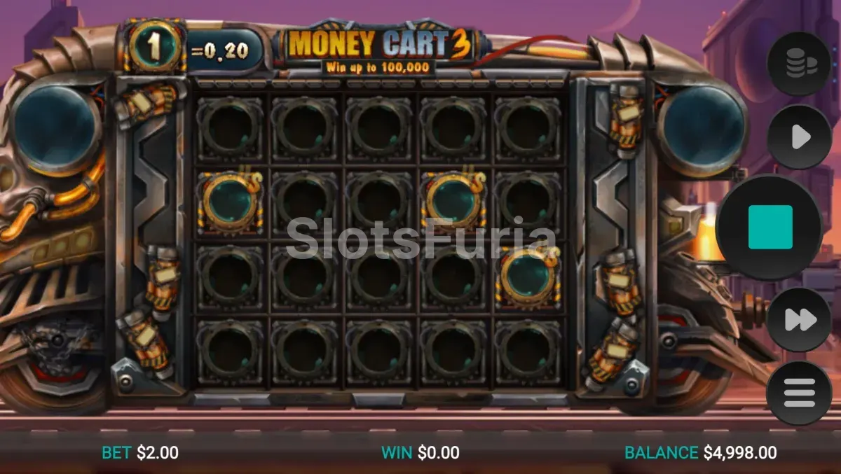 Pantalla principal de Money Cart 3 con su rejilla mecánica de 5x4
