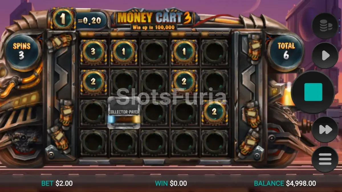 Ronda de respins activa en Money Cart 3 con símbolos especiales bloqueados