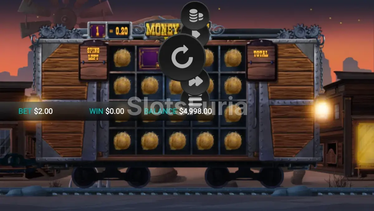 Pantalla principal del juego base de Money Cart con sus 5 rodillos