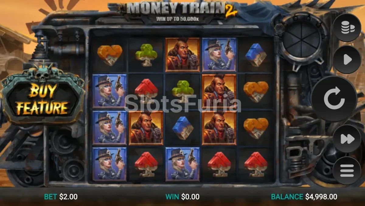 Pantalla principal del juego Money Train 2 con sus cinco carretes