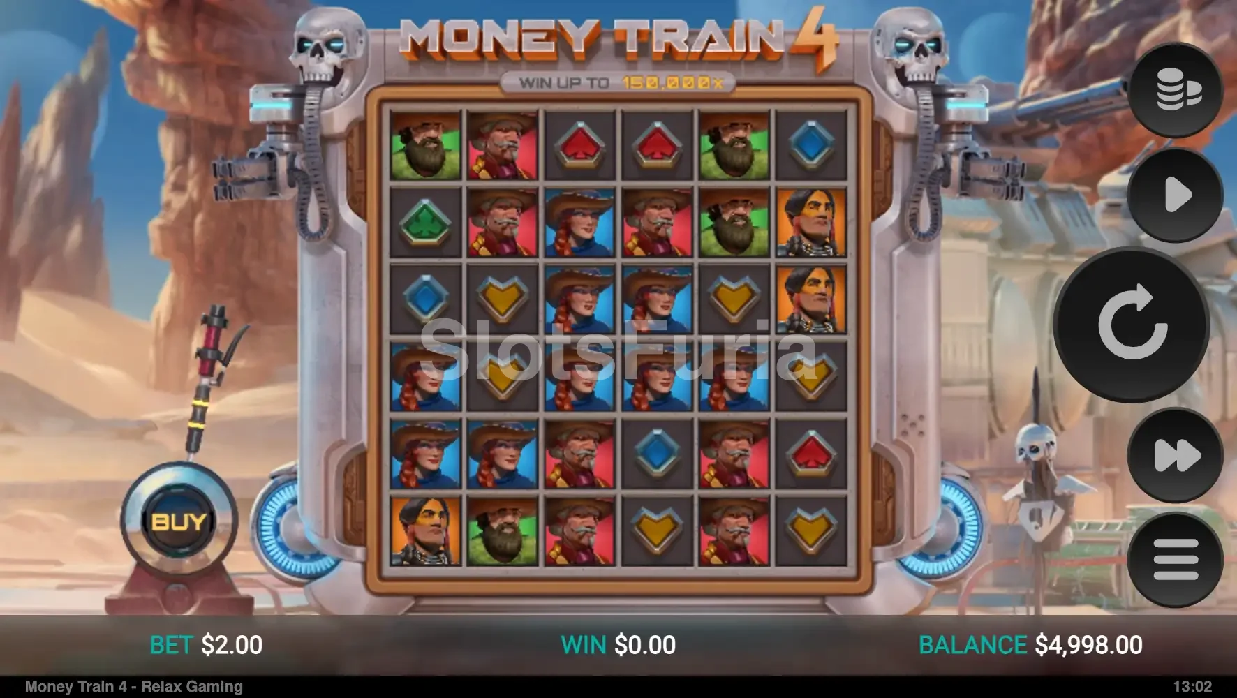 Juego base de Money Train 4, tragamonedas de Relax Gaming