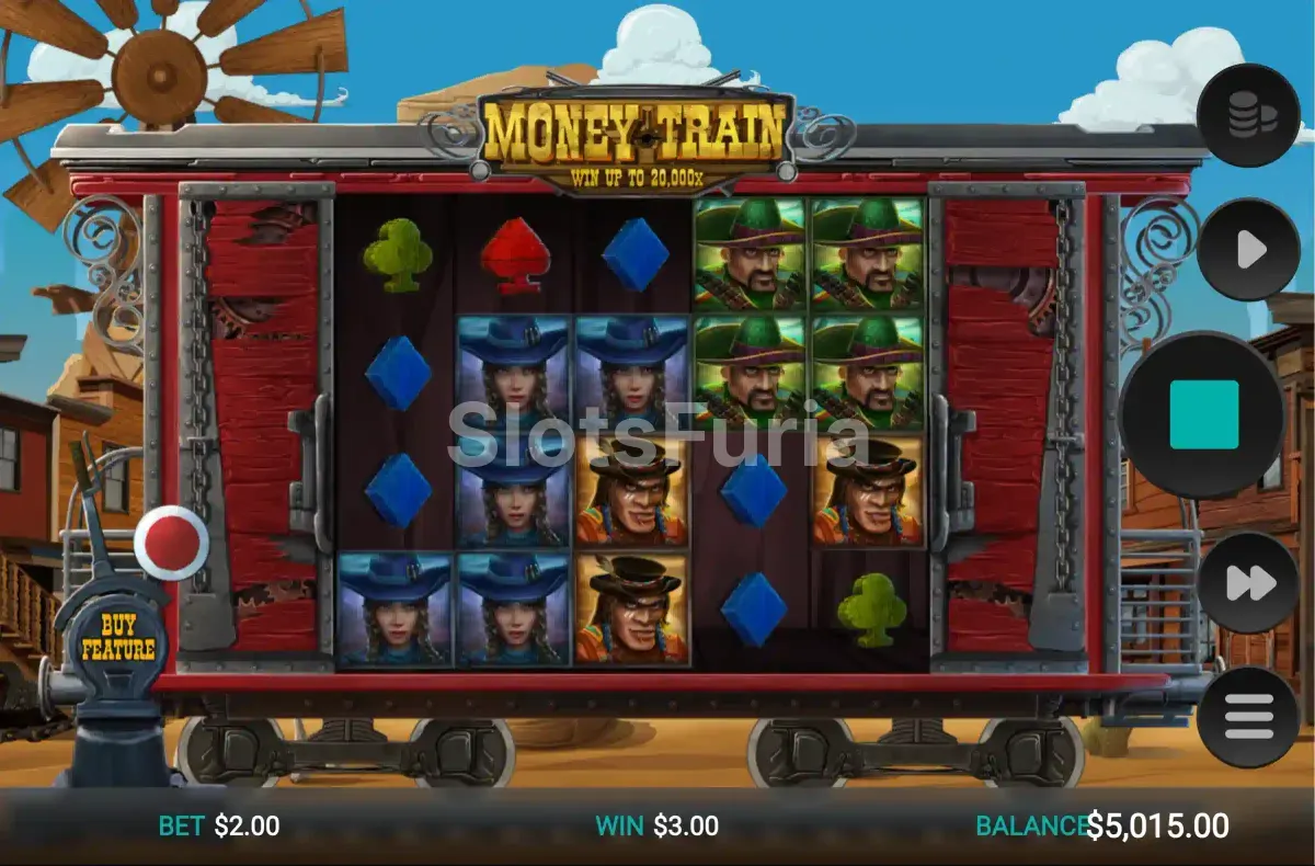 Juego base de Money Train con símbolos apilados