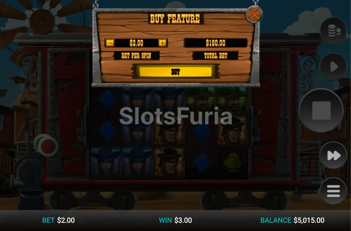 Menú de compra de Money Train, tragamonedas de Relax Gaming