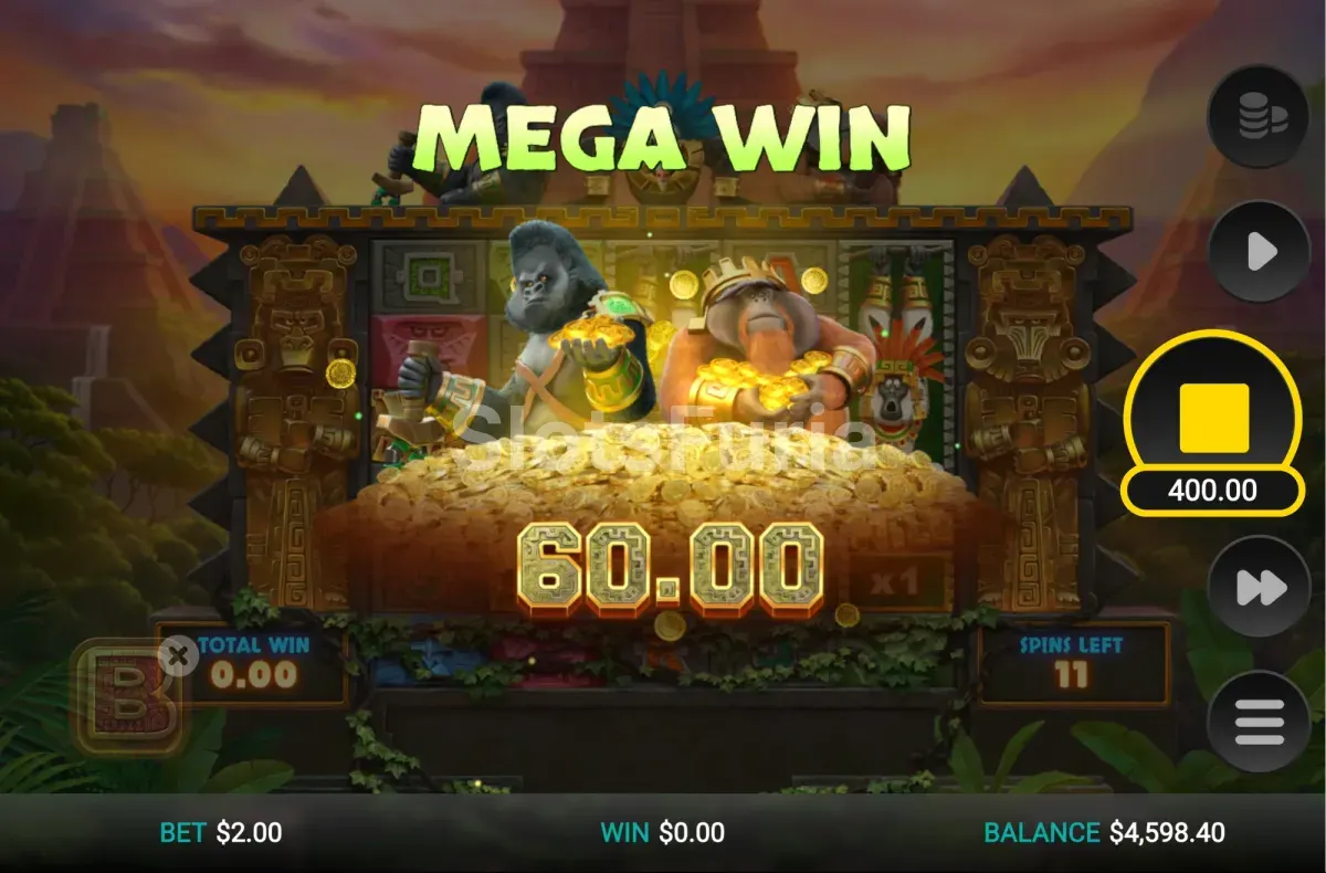 Gran ganancia en Monkey Gods of the Inca con multiplicadores wild activos