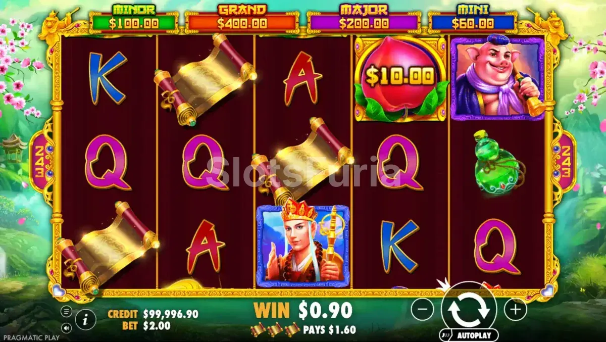 Segunda vista del juego base de Monkey Warrior mostrando los rodillos en acción