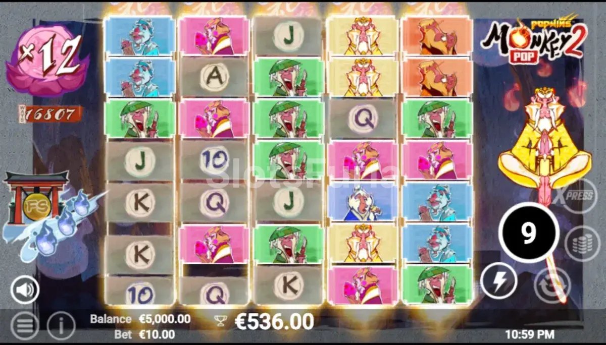 Ronda de giros gratuitos activada en MonkeyPop 2