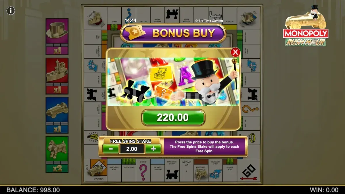 Opción de compra de bonus en Monopoly Rush Hour