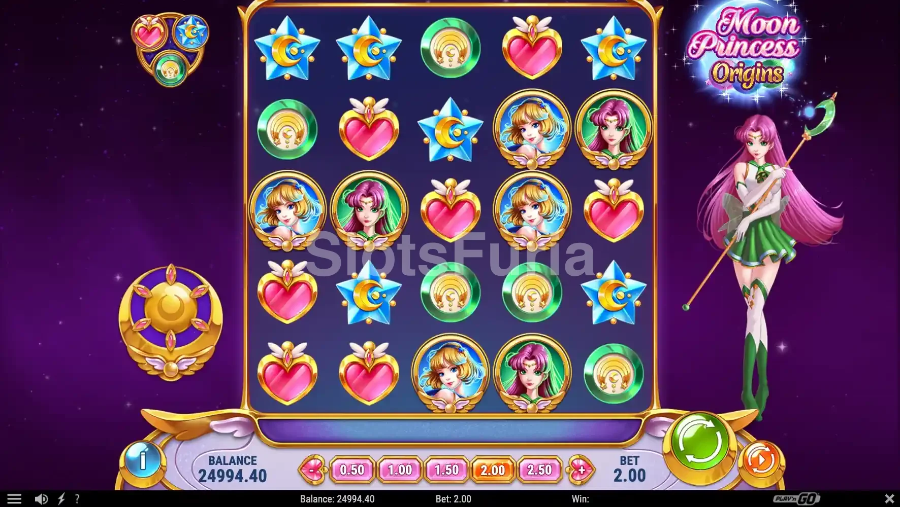 Segunda vista del juego base de Moon Princess Origins mostrando el modo especial