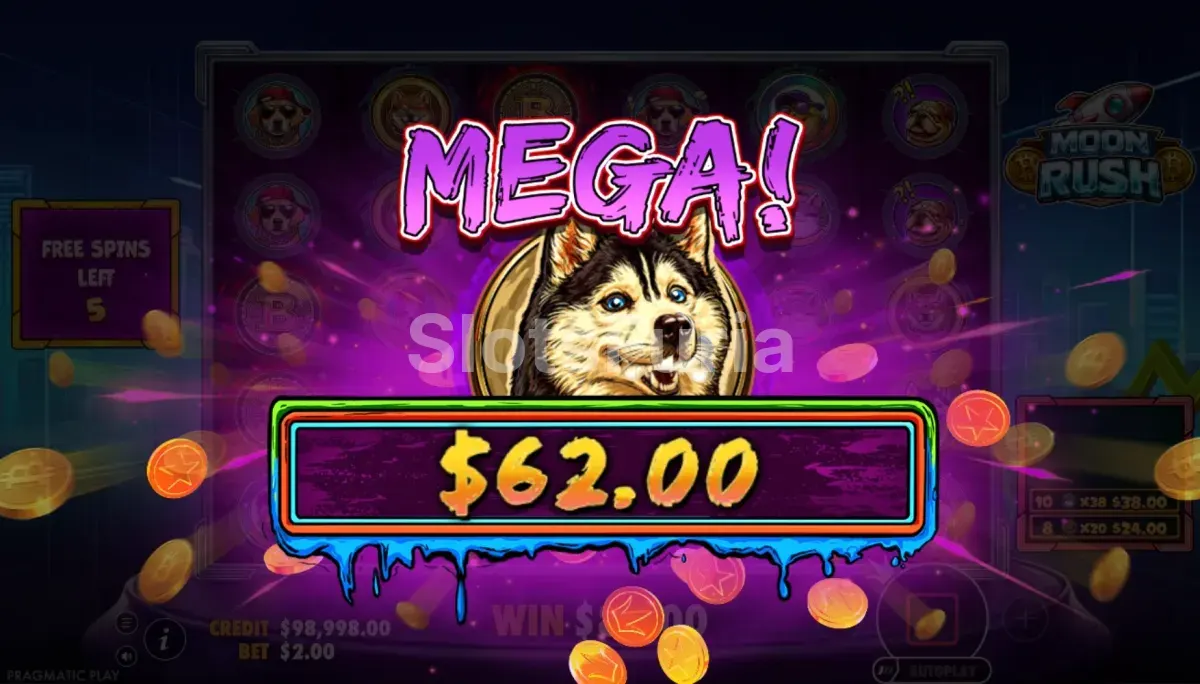 Momento de gran victoria con multiplicadores altos en Moon Rush