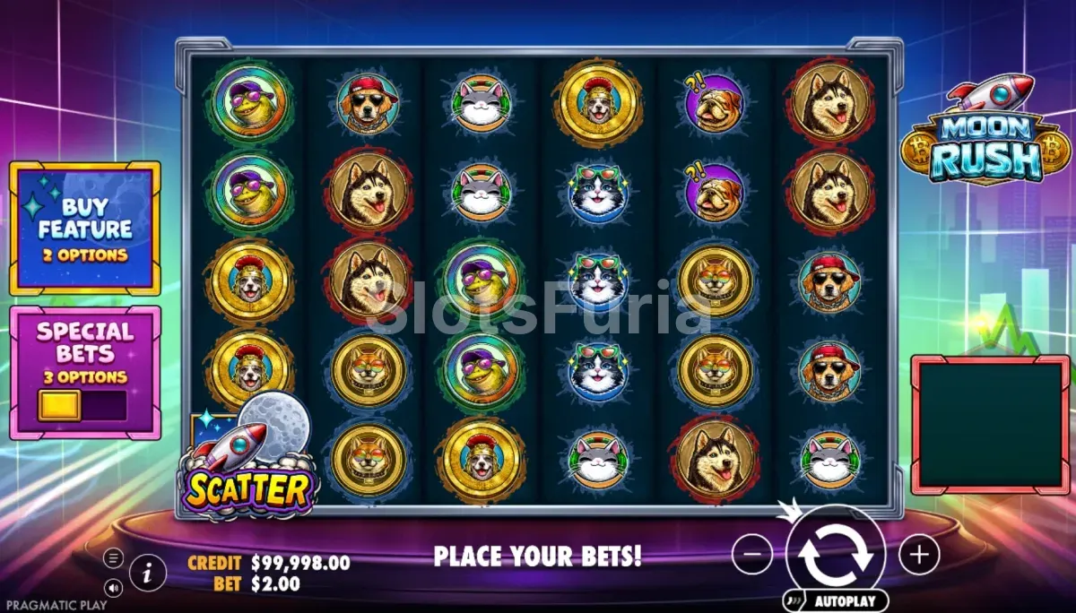 Cuadrícula base de Moon Rush con posiciones marcadas