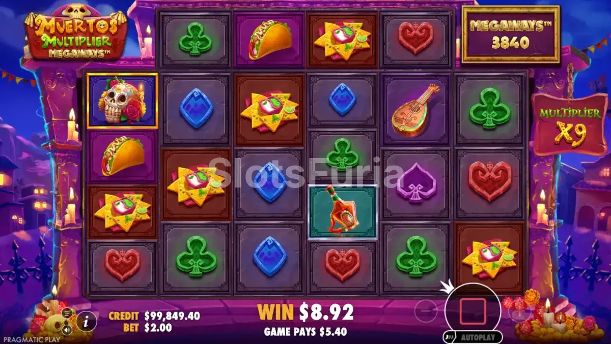 Ronda de giros gratuitos de Muertos Multiplier Megaways con multiplicadores activos en los rodillos