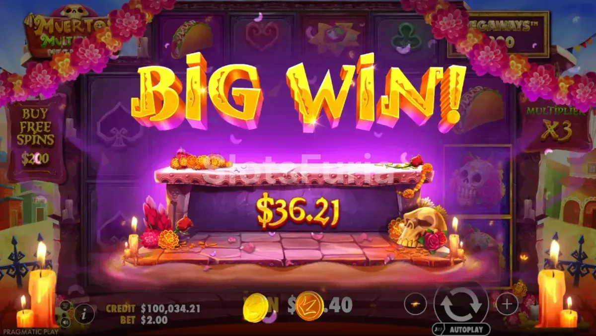 Gran victoria en Muertos Multiplier Megaways con multiplicadores disparados en pantalla