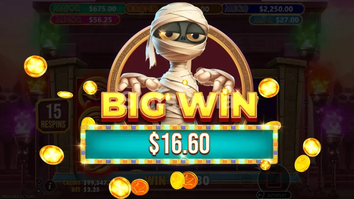 Gran victoria en Mummy's Jewels 100 con multiplicador Super Collect activo