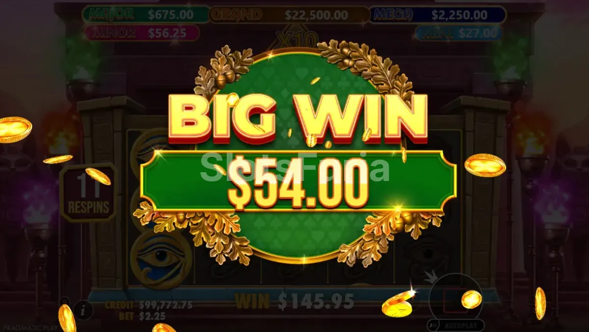 Momento de gran victoria en la slot Mummy's Jewels