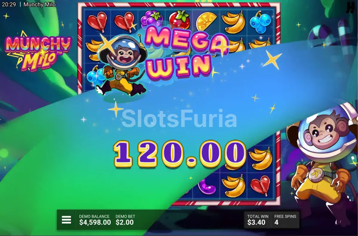 Gran victoria conseguida en Munchy Milo con multiplicador elevado