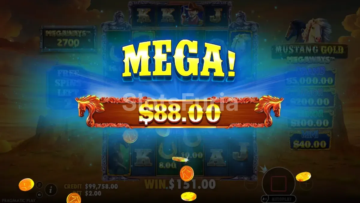 Gran victoria conseguida en Mustang Gold Megaways