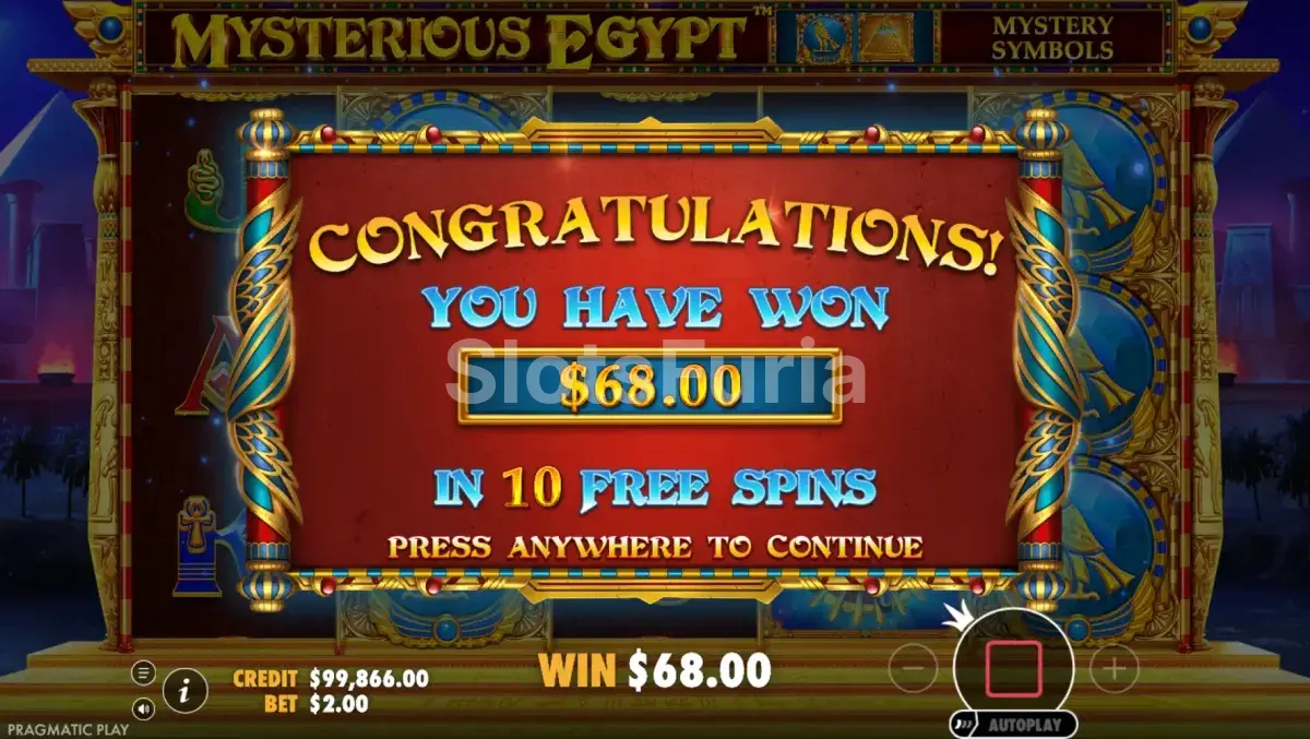 Gran victoria en Mysterious Egypt de Pragmatic Play