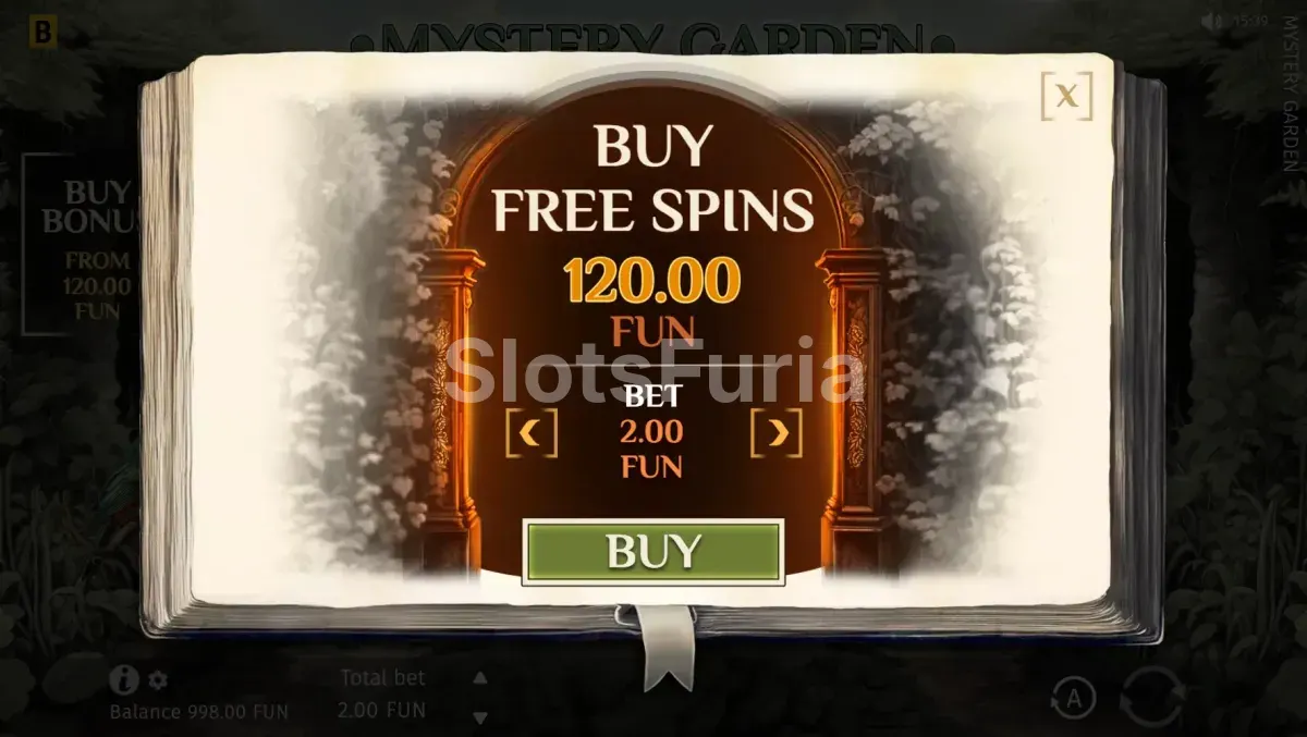 Opción de compra de bonus en Mystery Garden BGaming
