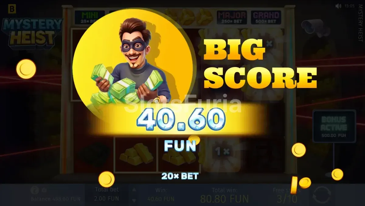 Gran victoria en Mystery Heist, tragamonedas de BGaming con premios en efectivo