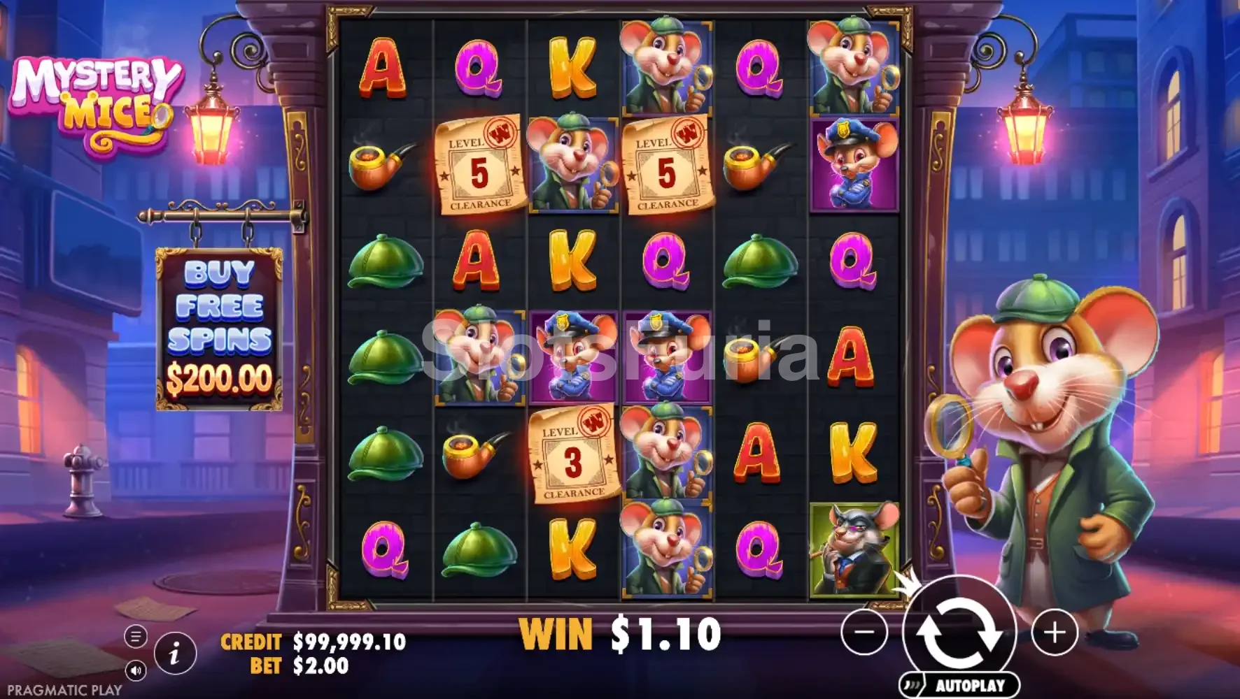 Pantalla principal del juego base en Mystery Mice