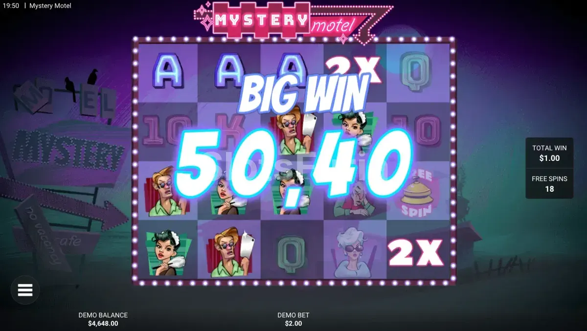 Gran victoria en Mystery Motel con multiplicadores combinados