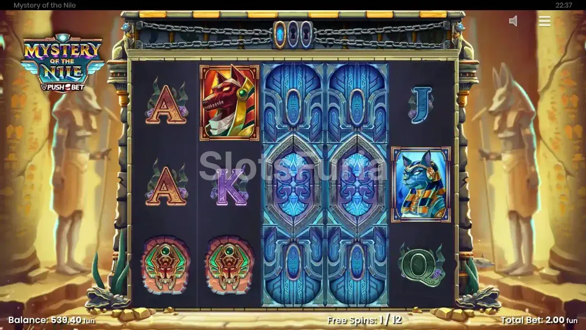 Ronda de giros gratis de Mystery of the Nile con Mystery Stacks bloqueados