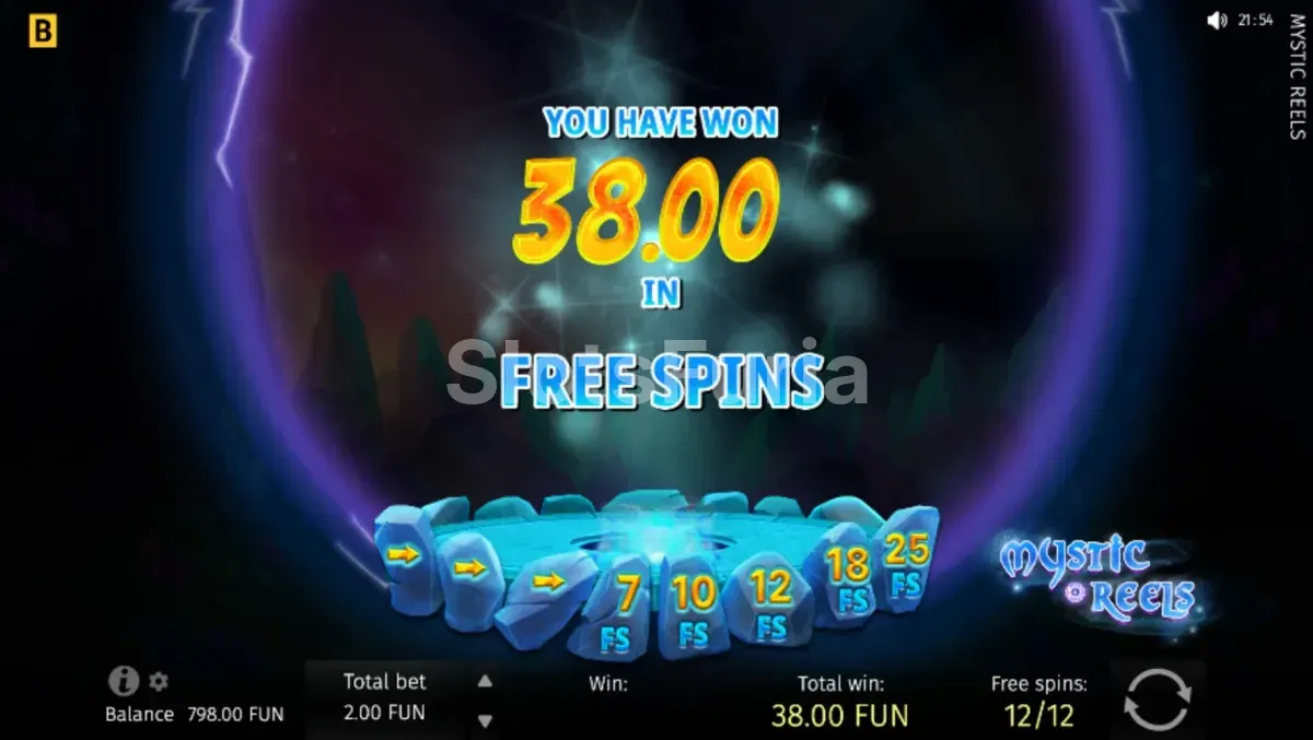 Gran victoria en Mystic Reels con multiplicadores acumulados