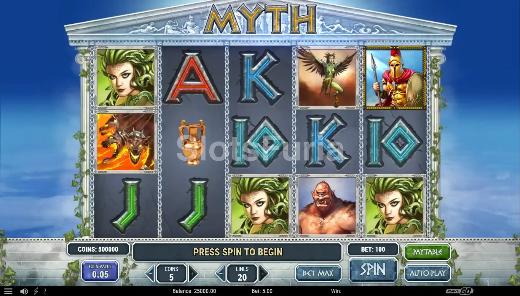 Pantalla principal del juego base de Myth