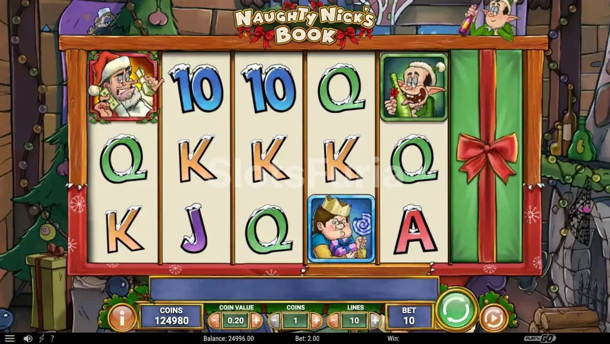 Partida en curso en Naughty Nick's Book con los carretes principales activados