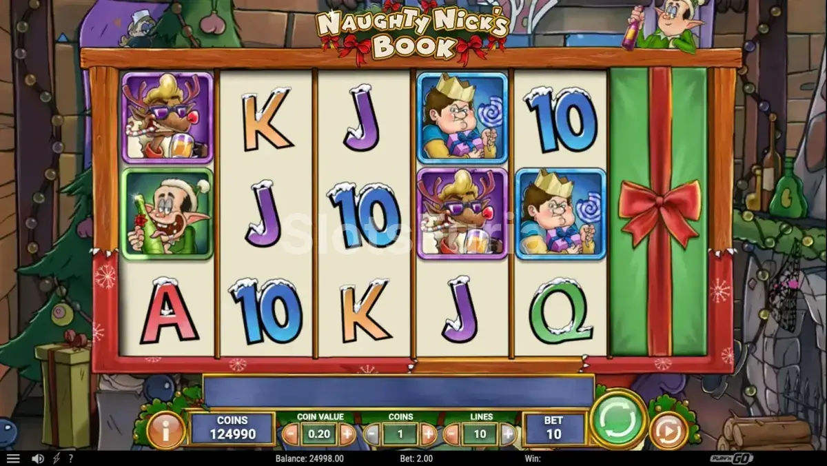 Vista del juego base de Naughty Nick's Book con el libro como símbolo comodín